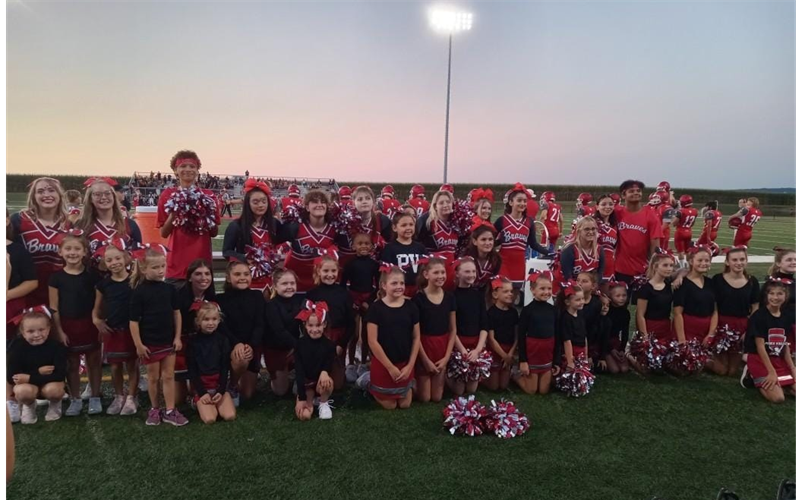 Youth Cheerleaders with HS Cheerleaders on Youth Night!